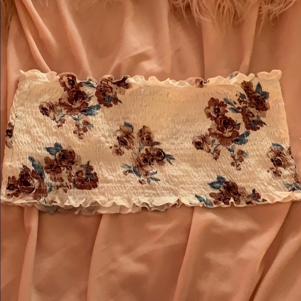 Strapless floral crop top